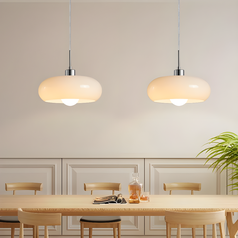 Nordic Glass LED Pendant Light with Vintage Charm – Adjustable Hanging Length for Dining and Living Spaces 1