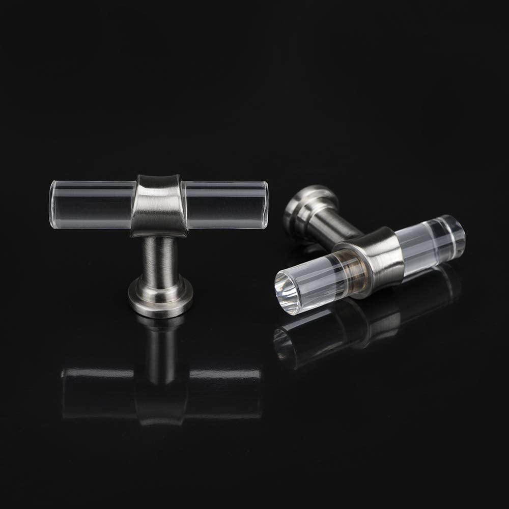 Modern Acrylic and Brushed Nickel Cabinet Handle – Stylish and Durable Drawer Pull 1
