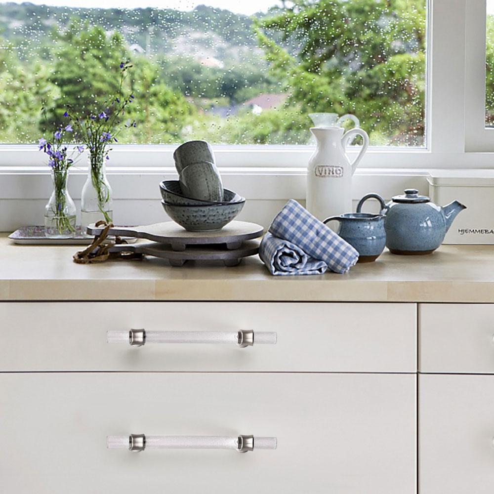Modern Acrylic and Brushed Nickel Cabinet Handle – Stylish and Durable Drawer Pull 2