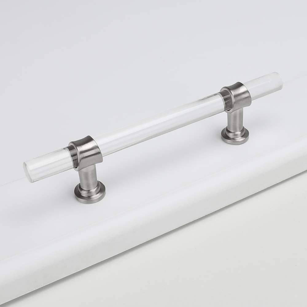 Modern Acrylic and Brushed Nickel Cabinet Handle – Stylish and Durable Drawer Pull 3