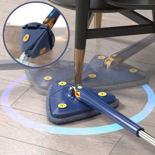 Triangular 360° Microfiber Mop with Extendable Handle for Easy Cleaning 1