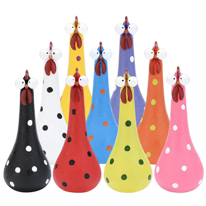 Decorative Garden Chickens - Colorful Resin Sculptures for Outdoor Spaces 12