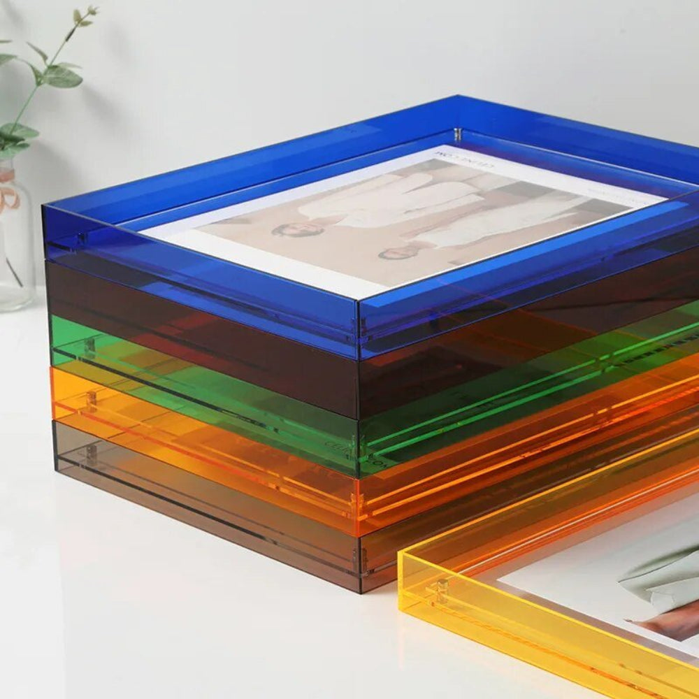 Transparent Acrylic Photo Frame with Colorful Edges – Modern Display for 10x15 cm Photos 4