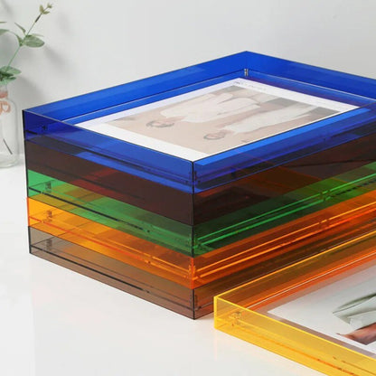 Transparent Acrylic Photo Frame with Colorful Edges – Modern Display for 10x15 cm Photos 4