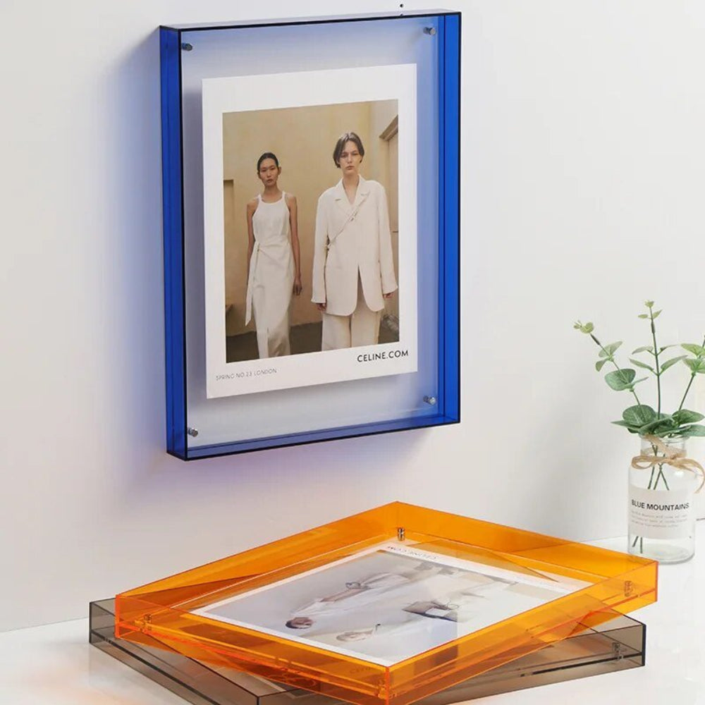 Transparent Acrylic Photo Frame with Colorful Edges – Modern Display for 10x15 cm Photos 2