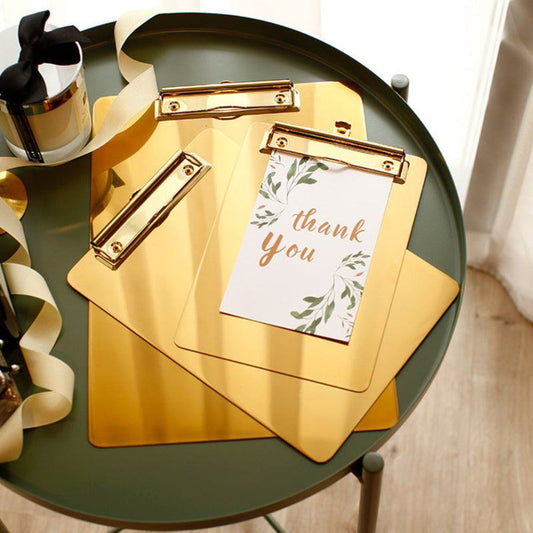 Elegant Gold Metal Clipboard for Stylish Office and Event Use – Available in Three Sizes 1