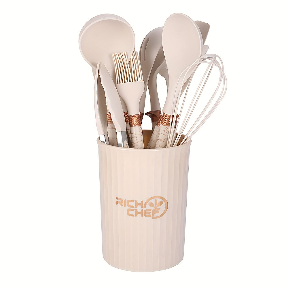 Premium Silicone Kitchen Utensil Set with Wooden Handles – Heat Resistant and Non-Stick 4