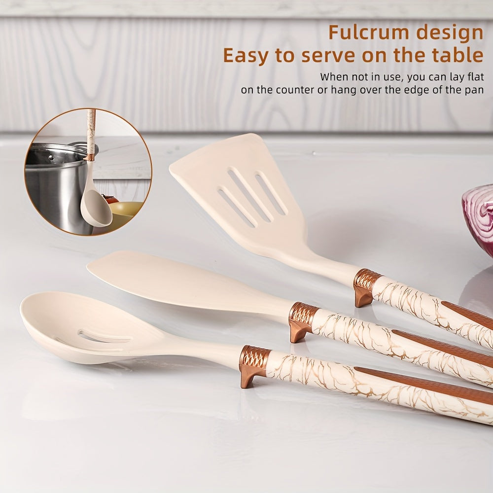 Premium Silicone Kitchen Utensil Set with Wooden Handles – Heat Resistant and Non-Stick 6