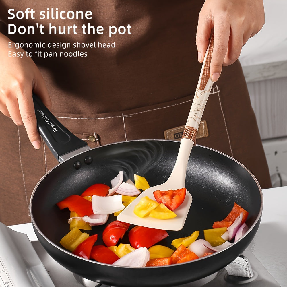 Premium Silicone Kitchen Utensil Set with Wooden Handles – Heat Resistant and Non-Stick 7