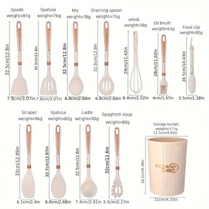 Premium Silicone Kitchen Utensil Set with Wooden Handles – Heat Resistant and Non-Stick 8