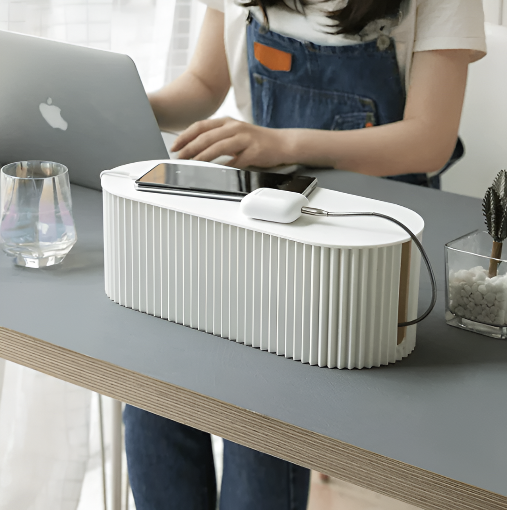 Stylish Cable Management Box in Soft Pastel Colors – Minimalist Design for Home and Office 3