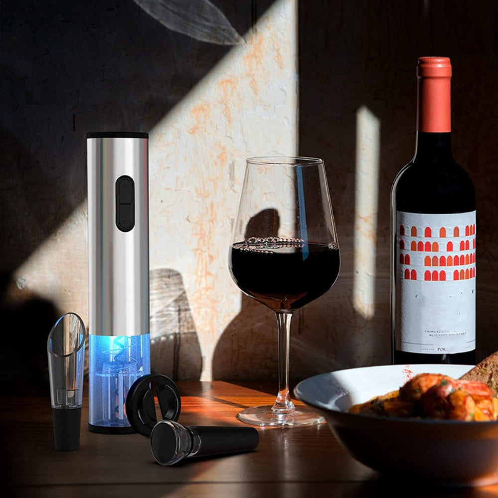 Electric Wine Bottle Opener with USB Rechargeable Battery and LED Light – Effortless Cork Removal 4
