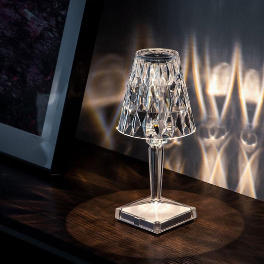 Rechargeable LED Table Lamp with Crystal Effect – Touch Activated, USB-C Powered, Modern Design 1