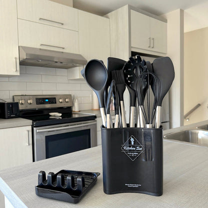 12-Piece Silicone Kitchen Utensil Set with Holder – Heat Resistant and Dishwasher Safe 1