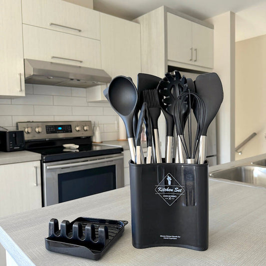 12-Piece Silicone Kitchen Utensil Set with Holder – Heat Resistant and Dishwasher Safe 1