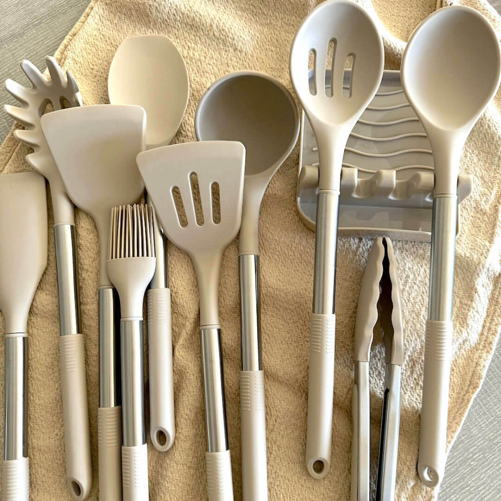 12-Piece Silicone Kitchen Utensil Set with Holder – Heat Resistant and Dishwasher Safe 11
