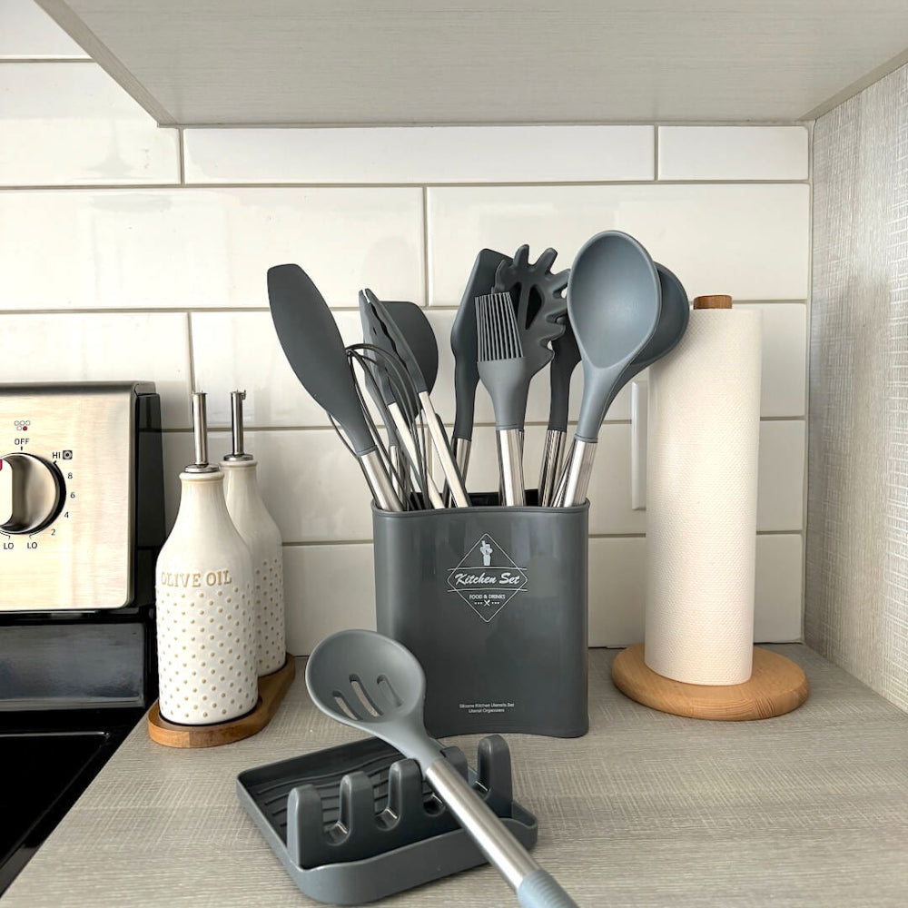 12-Piece Silicone Kitchen Utensil Set with Holder – Heat Resistant and Dishwasher Safe 6