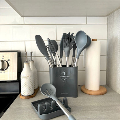 12-Piece Silicone Kitchen Utensil Set with Holder – Heat Resistant and Dishwasher Safe 6