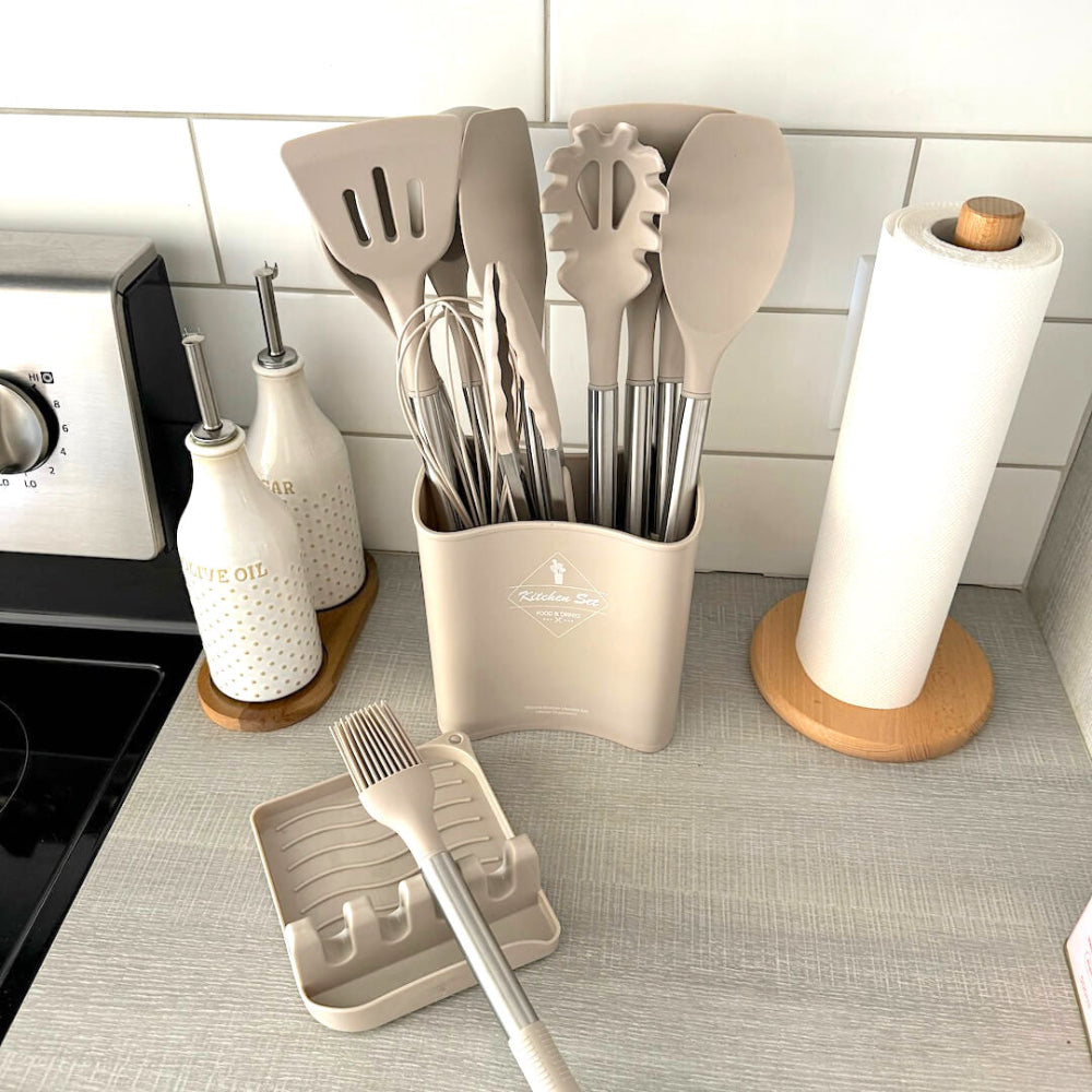 12-Piece Silicone Kitchen Utensil Set with Holder – Heat Resistant and Dishwasher Safe 9