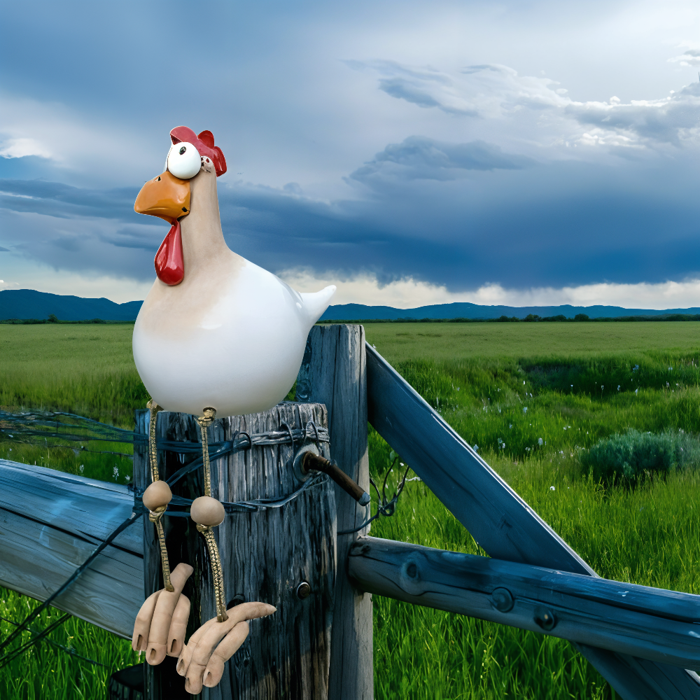 Whimsical Large-Eyed Chicken Statue – Fun Garden Ornament for Outdoor Decor 10