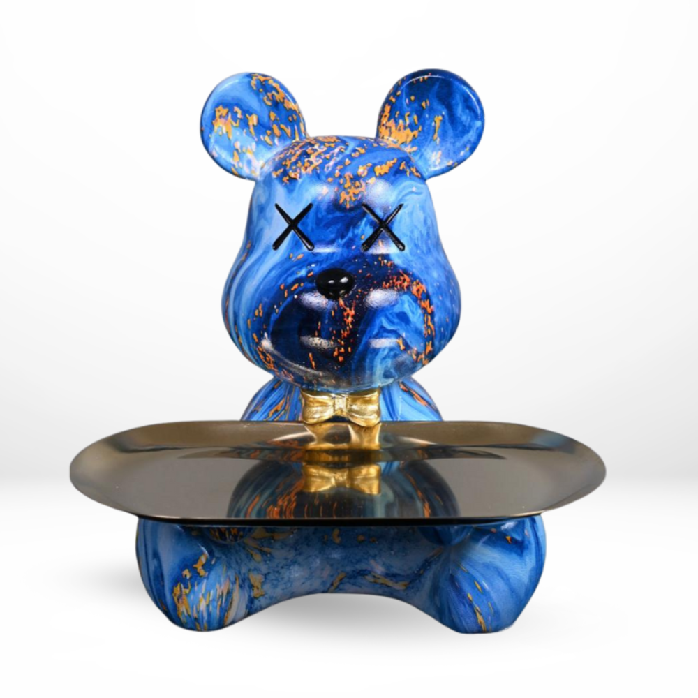 Decorative Bear Figurine Tray – Stylish Resin Holder for Keys, Jewelry, and More 1