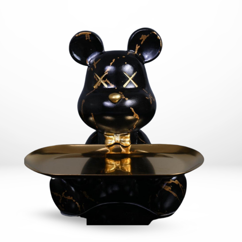 Decorative Bear Figurine Tray – Stylish Resin Holder for Keys, Jewelry, and More 2