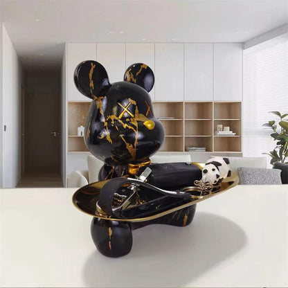Decorative Bear Figurine Tray – Stylish Resin Holder for Keys, Jewelry, and More 3