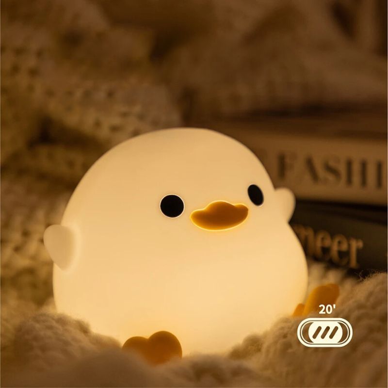 Rechargeable Silicone Duck Night Light with Touch Control and Timer – Warm LED for Kids' Room 3