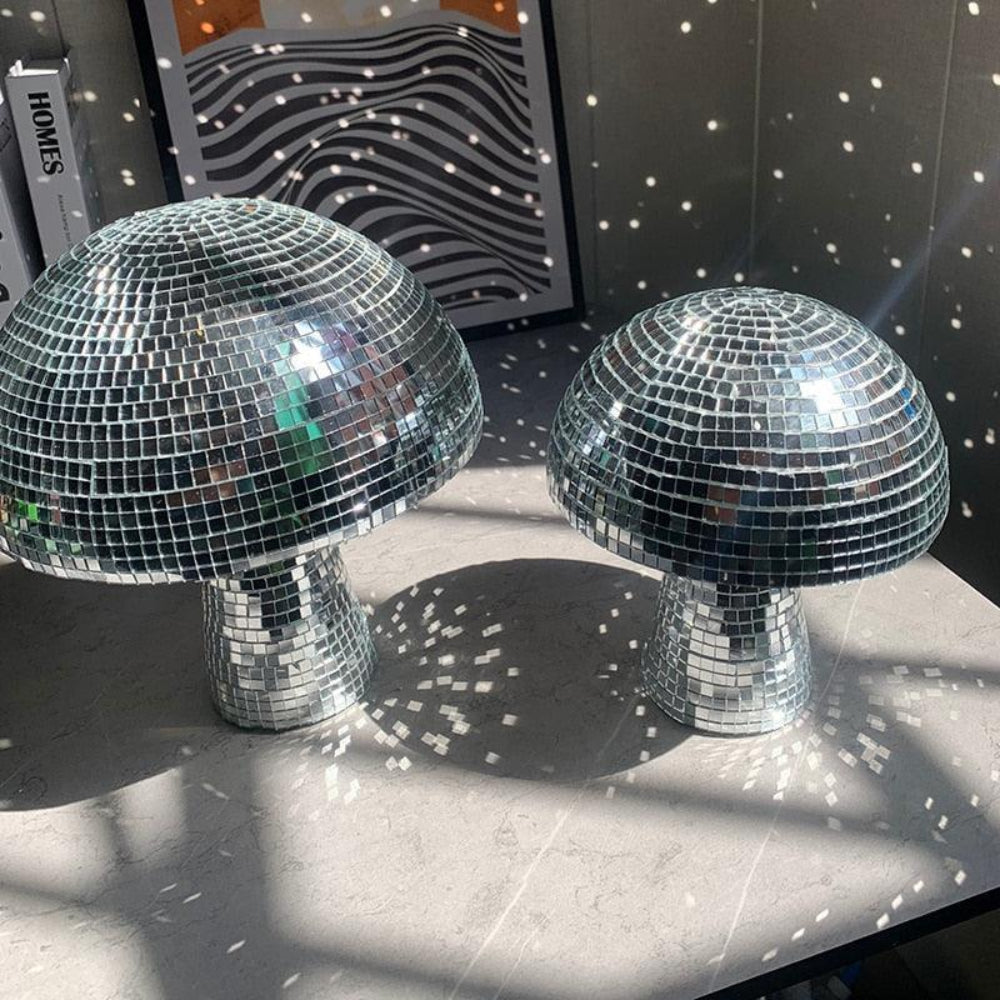 Retro Disco Ball Mushroom Lamp – Reflective Tiles for Fun Indoor Decor, Perfect for Living Room, Bedroom, and Parties, Available in 3 Sizes 5