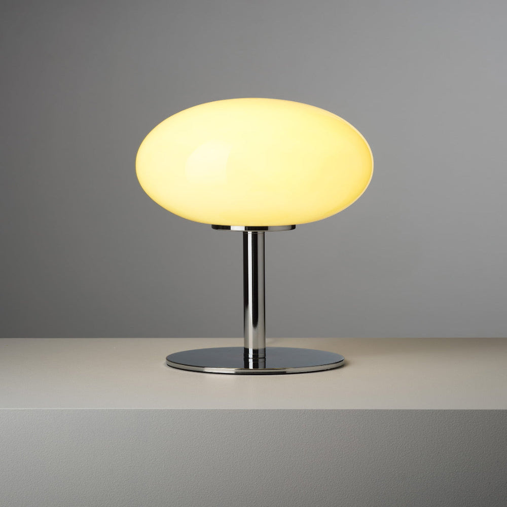 LED Table Lamp with Touch Control and USB Power – Retro-Inspired Glass and Chrome Design 7