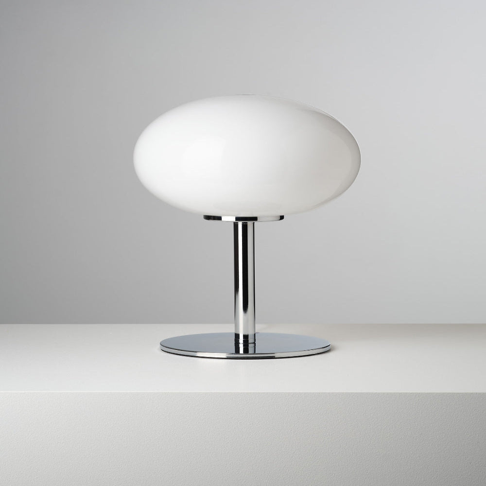 LED Table Lamp with Touch Control and USB Power – Retro-Inspired Glass and Chrome Design 4