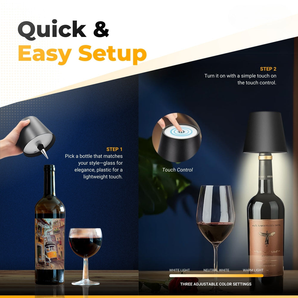 Wireless Bottle Lamp – Transform Empty Bottles into Elegant Lighting with USB Rechargeable Design 2