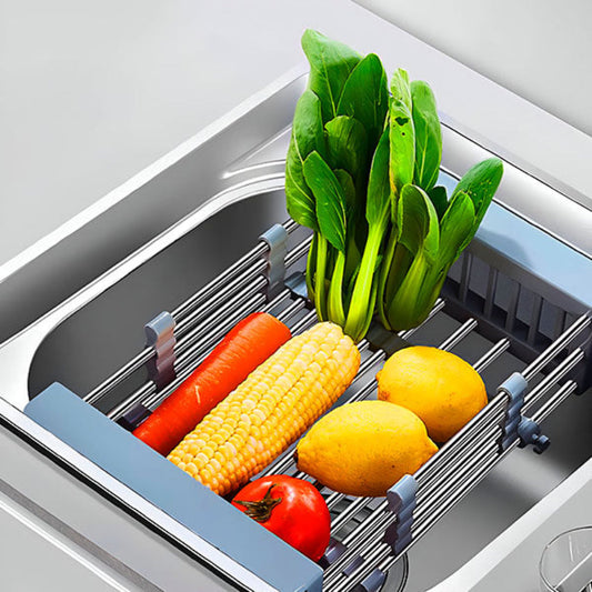 Roll-Up Drying Rack for Kitchen Sink – Stainless Steel with Non-Slip Silicone Ends 1