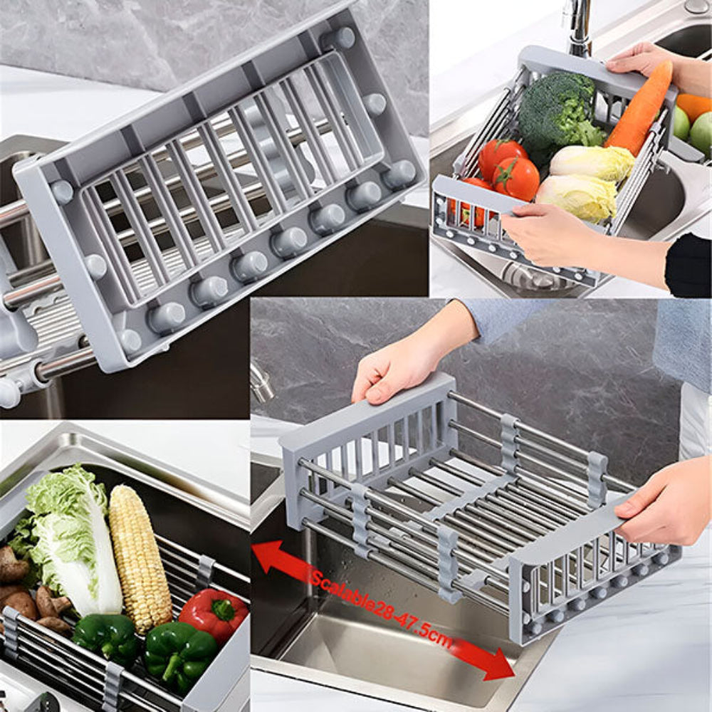 Roll-Up Drying Rack for Kitchen Sink – Stainless Steel with Non-Slip Silicone Ends 4