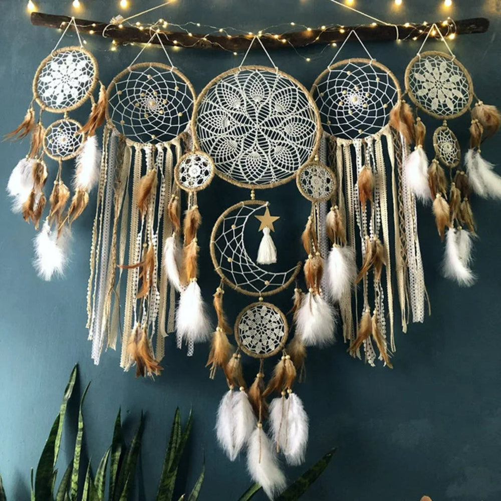 Boho Wall Hanging and Dreamcatcher Set – 5-Piece Handmade Macrame Decor for Home 2