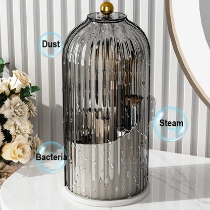 360° Rotating Makeup Brush Holder with Dustproof Lid – Elegant Organizer for Beauty Essentials 4