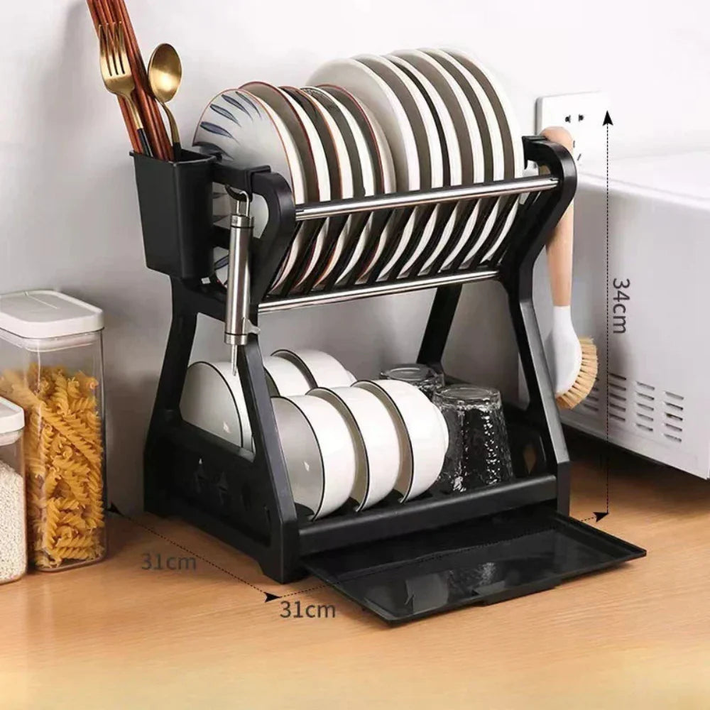 Elegant Foldable Dish Drying Rack – Space-Saving Stainless Steel Kitchen Organizer 4