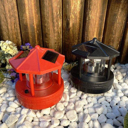 Solar LED Lighthouse Outdoor Lamp – 360° Rotating Solar Lights for Garden and Patio – Weatherproof Design, Wireless and Portable 1