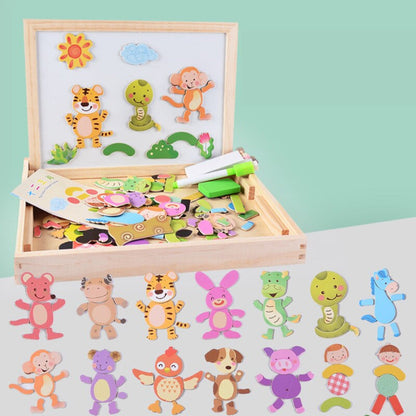 Wooden Magnetic Drawing Board with Puzzle – Double-Sided Educational Toy for Creative Learning 2