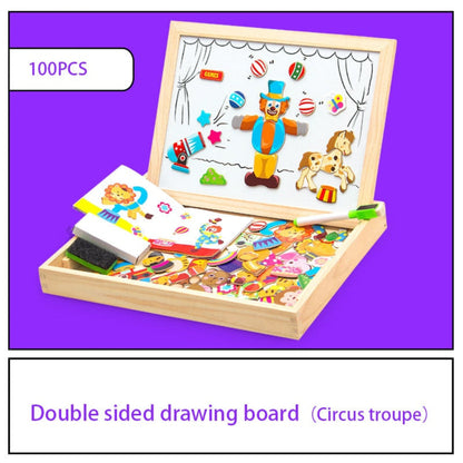 Wooden Magnetic Drawing Board with Puzzle – Double-Sided Educational Toy for Creative Learning 6