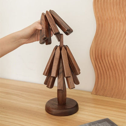 Elegant Wooden Coaster Set with Premium Walnut Stand for Pots and Cups 9