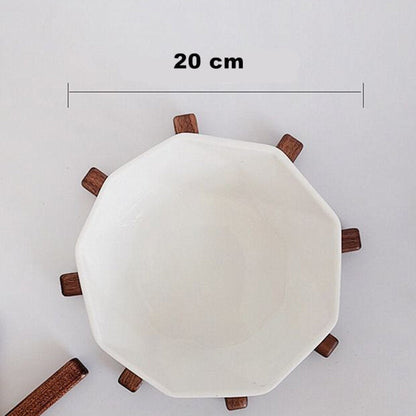 Elegant Wooden Coaster Set with Premium Walnut Stand for Pots and Cups 10