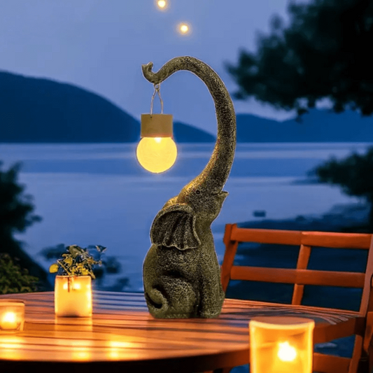 Solar Elephant Lamp for Outdoor Garden and Patio – Decorative LED Light with Shadow Effects 1