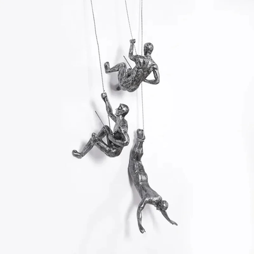Elevate Trio Wall Climbing Sculptures – Set of 3 Minimalist Resin Figures for Modern Decor 10