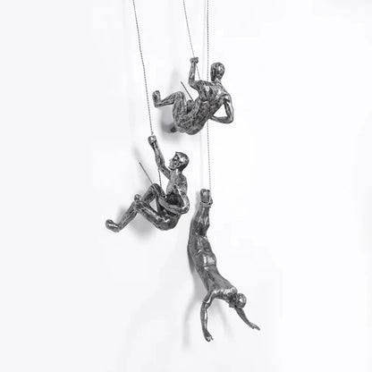 Elevate Trio Wall Climbing Sculptures – Set of 3 Minimalist Resin Figures for Modern Decor 10