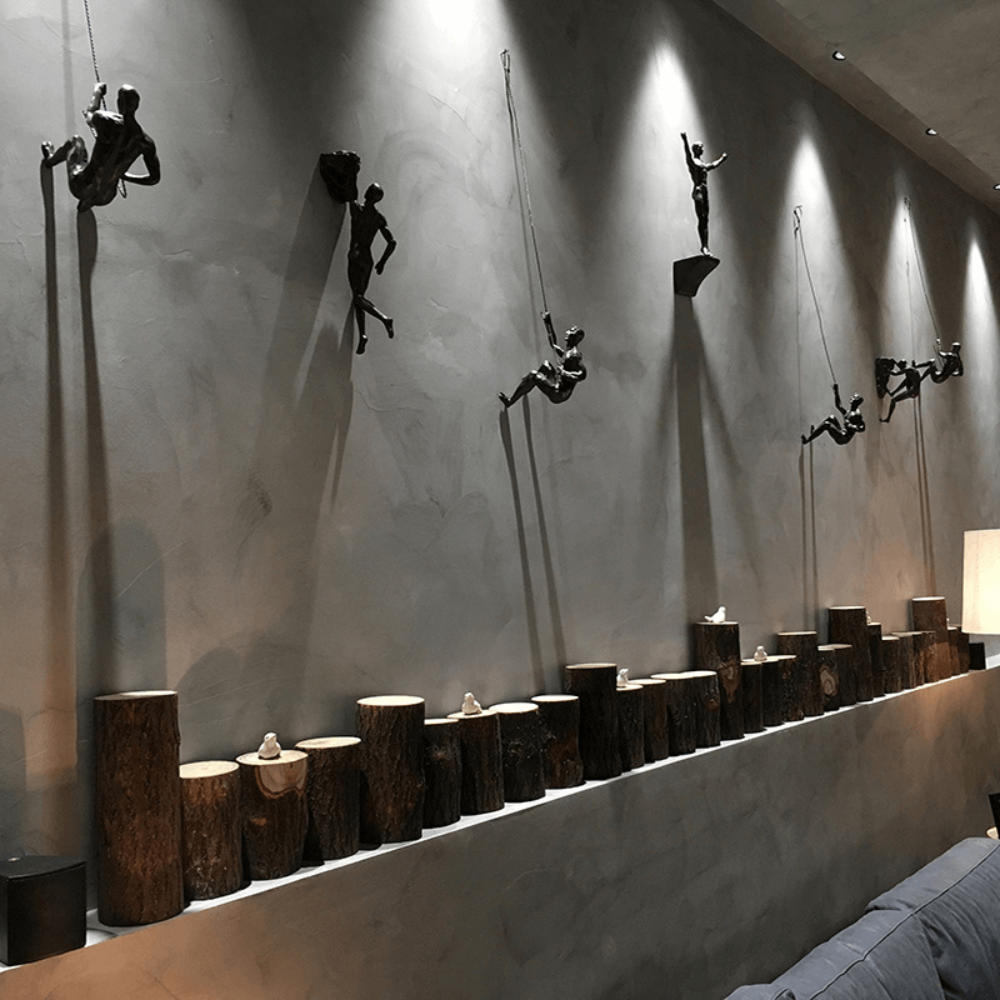 Elevate Trio Wall Climbing Sculptures – Set of 3 Minimalist Resin Figures for Modern Decor 2