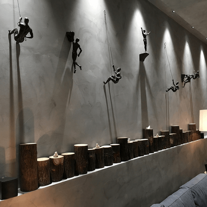 Elevate Trio Wall Climbing Sculptures – Set of 3 Minimalist Resin Figures for Modern Decor 2