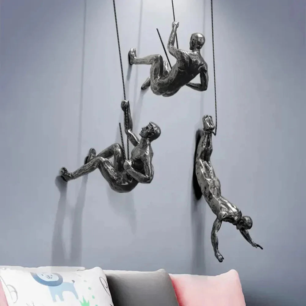 Elevate Trio Wall Climbing Sculptures – Set of 3 Minimalist Resin Figures for Modern Decor 6