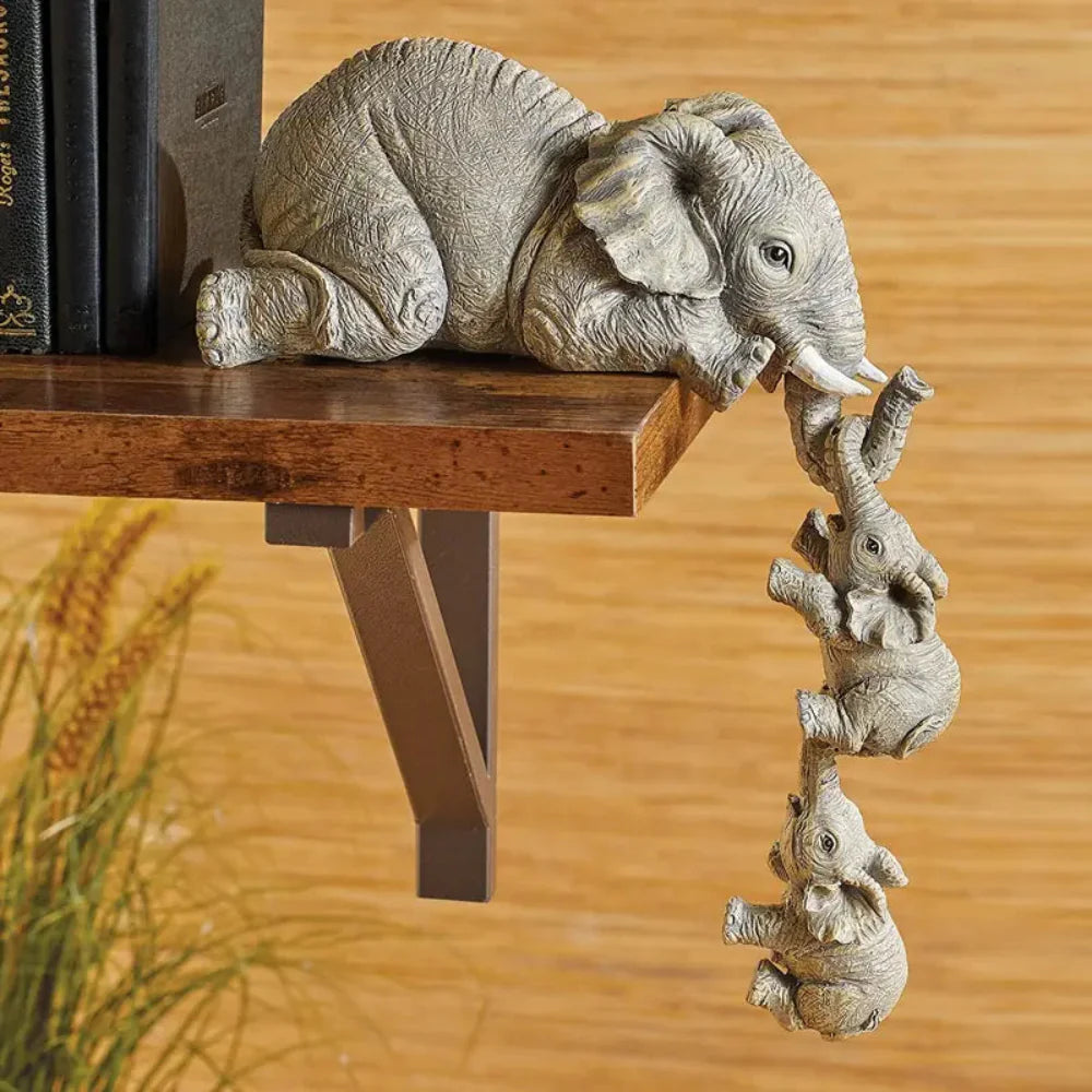 Decorative Elephant Sculptures Set - Matte Resin Figurines for Home Decor 2