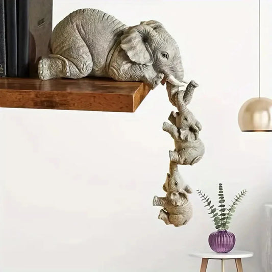 Decorative Elephant Sculptures Set - Matte Resin Figurines for Home Decor 1